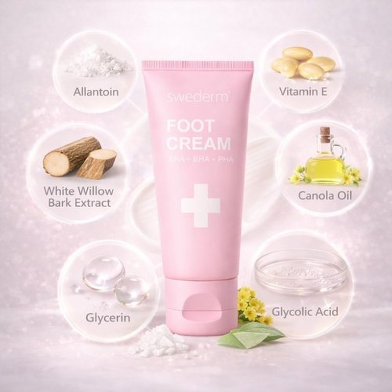 swederm Foot Cream Callus Remover - Cracked Heel Treatment - Exfoliating & Moisturizing for Dry Feet - Intensive Softening with Vitamin E – 2.54 fl oz
