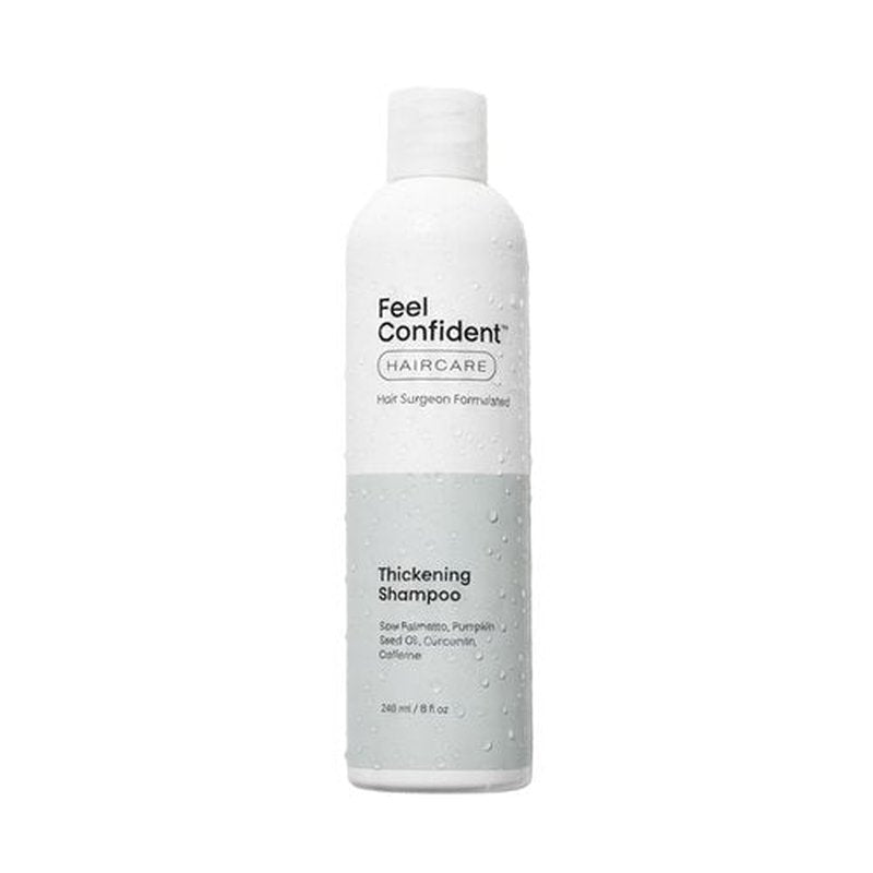 Feel Confident Thickening Shampoo – Hair Surgeon Formulated with Saw Palmetto, Pumpkin Seed Oil, Caffeine & Turmeric for Thinning & Fine Hair for Men & Women, Supports Hair Density & Growth 8oz/240 mL