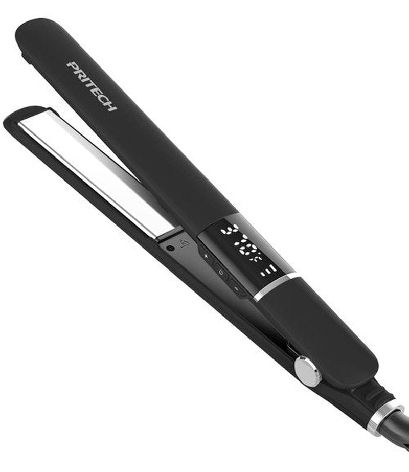 PRITECH Flat Iron Hair Straightener, Titanium Flat Iron with Adjustable Temp(290°F-450°F), 1 inch Plate for All Hairstyles Anti-Scald Dual Voltage Straightening and Curler 2 in 1 (Black)