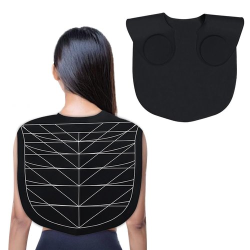 Derkerry Silicone Hair Cutting Guide Collar - Waterproof Cutting Mat for Hair Stylist - Hair Cutting Cape with Guidelines Weighted Neck Wrap for Salon Home - Black