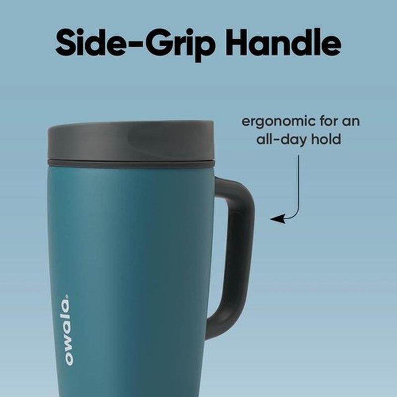 Owala SmoothSip Slider Travel Mug - 12oz Stainless Steel, Insulated, Leak Proof, Hot & Cold Drinks