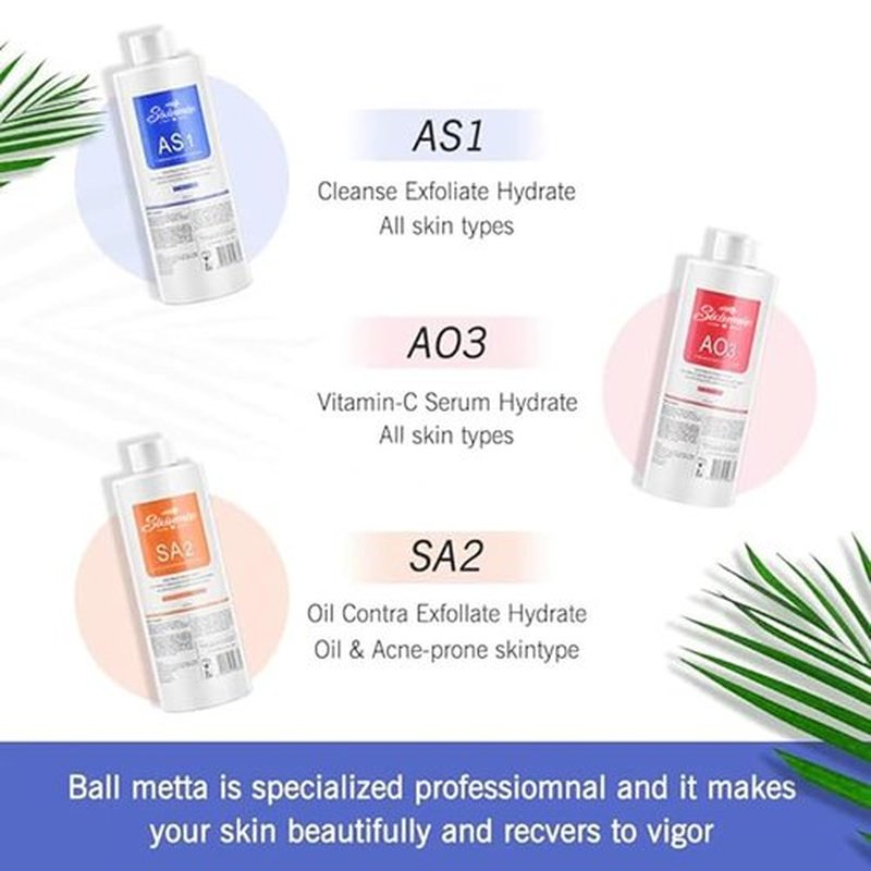 Marfort AS1 SA2 AO3 Aqua Peeling Solution Combination with Salon Special Solutions Skin Care Aqua Peeling Serum Machine 400ml (Set of 3 Bottles)