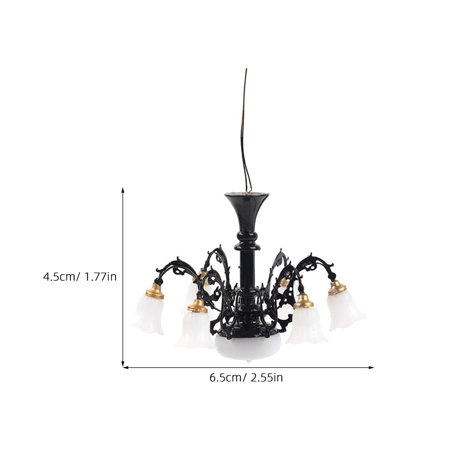 Housoutil Miniature Chandelier Dollhouse Ceiling Light 2.55X2.55X1.77In Pendant Lamp Ornament for Mini House Decor and DIY Crafts