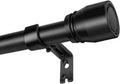 Skiennix Matte Black Curtain Rod - Heavy Duty Adjustable 30-90 Inch | 1” Diameter, 2 Pack for 30-84 Inch Windows