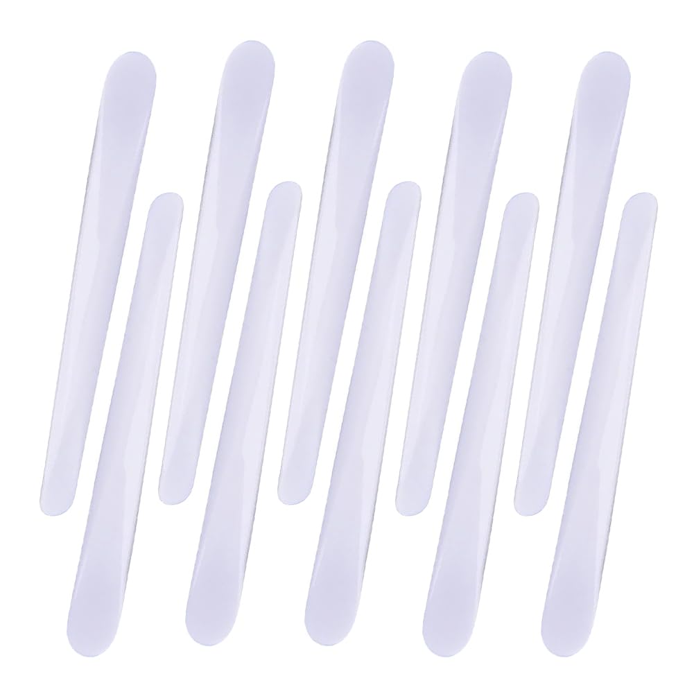 AKOAK 10 Pcs 10.8cm Mask Stick Makeup Spatula DIY Plastic Mask Stirring Spatula Makeup Tool (White)