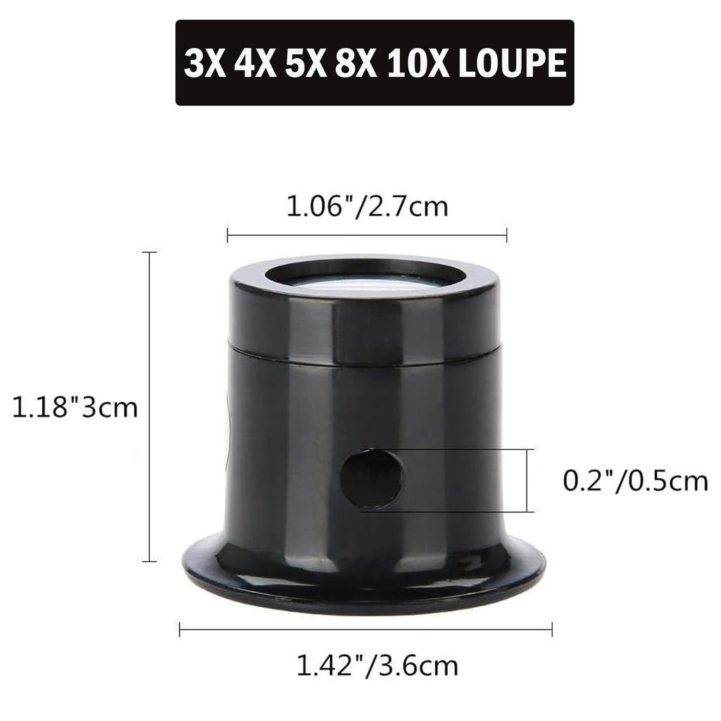 5PCS Portable Monocular Magnifier Small Magnifying Glass (10X 8X 5X 4X 3X)