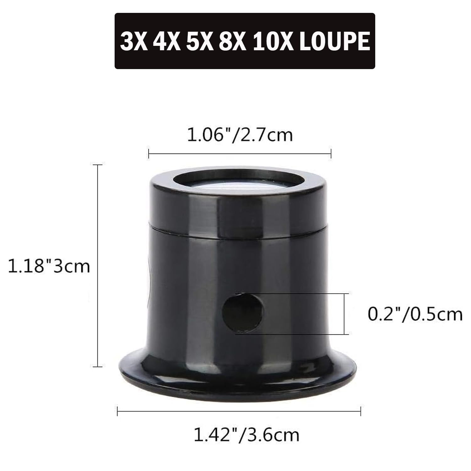 5PCS Portable Monocular Magnifier Small Magnifying Glass (10X 8X 5X 4X 3X)