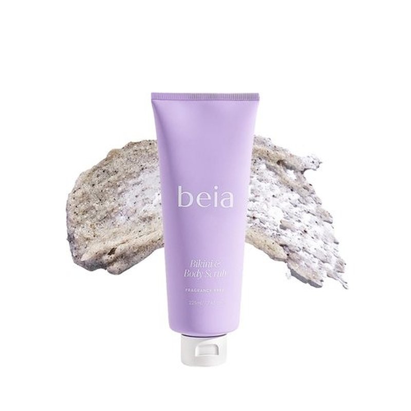 Beia Bikini & Body Scrub - Gentle Exfoliating Body Scrub with Glycolic Acid & Rice Extract - Fights Ingrown Hairs KP Bumps & Dry Skin - Hydrating & Soothing for Sensitive Skin 7.6 Oz