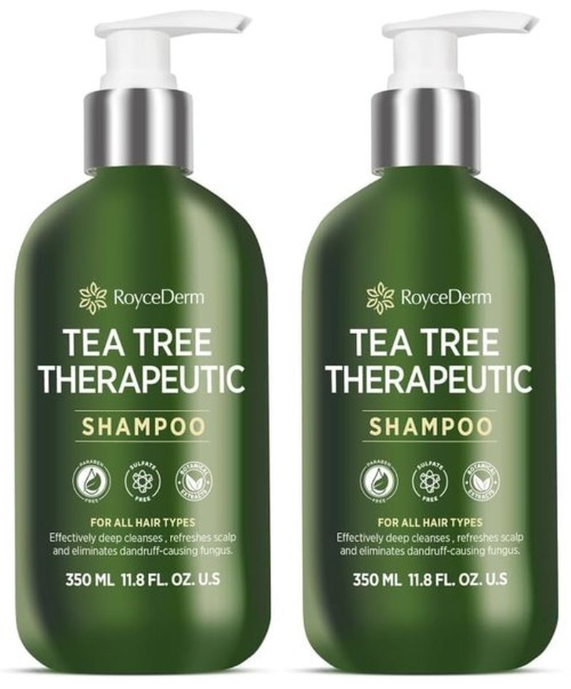 Roycederm Tea Tree Antifungal Shampoo - Medicated Treatment for Folliculitis, Dandruff & Itchy Scalp | Paraben & Sulfate Free - 2 Pack
