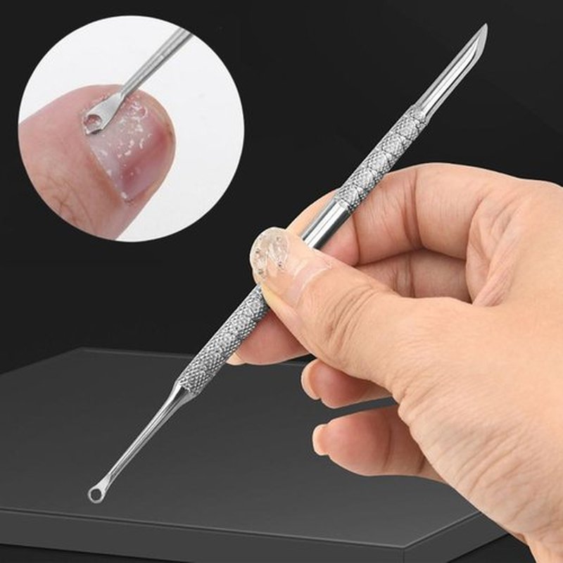 Circle Bevel Double-ended Nail Cuticle Pusher Tool Pre-polish Sandpaper Sheets Manicure Kit Stainless Steel Nail Pusher Cuticle Remover Self-adhesive Sand Paper Nail Art Dead Skin Removing Nail Tools