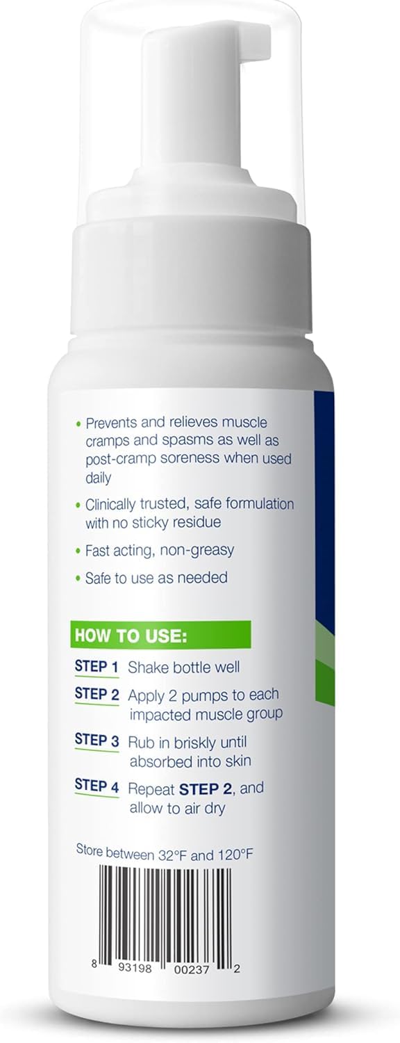 Theraworx for Muscle Cramps Relief Foam Made with Magnesium Sulfate, Fast-Acting Muscle & Leg Cramp Support, Paraben-Free 7.1 oz - 2 Count