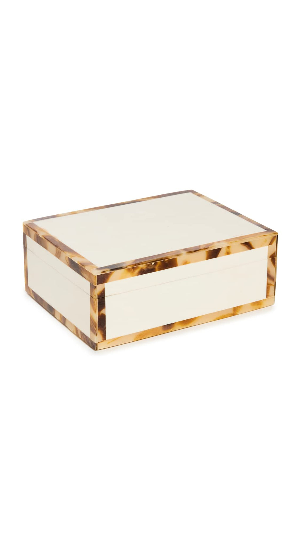Tizo Design Women's White Bone Resin with Faux Horn Border Box