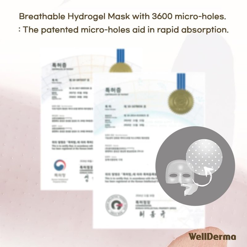 WELLDERMA Sapphire Collagen Impact Hydrogel Fitting Mask, 25g x 4 Sheets – Hydrating & Firming Micro-Hole Sheet Mask with Collagen Water 850,294ppm, Niacinamide & Peptides