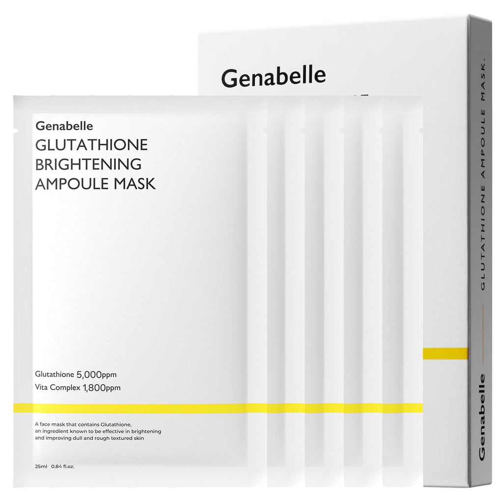Genabelle Glutathione Ampoule Mask - Lightweight, Intensive Exfoliating, Firming, Hydrating, Moisturizing Mask Sheet 5pcs
