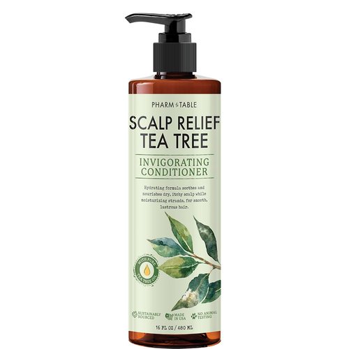 PHARM TO TABLE Tea Tree Conditioner - Soothing Scalp Relief & Hair Detangler | 16.2oz, Infused with Natural Oils