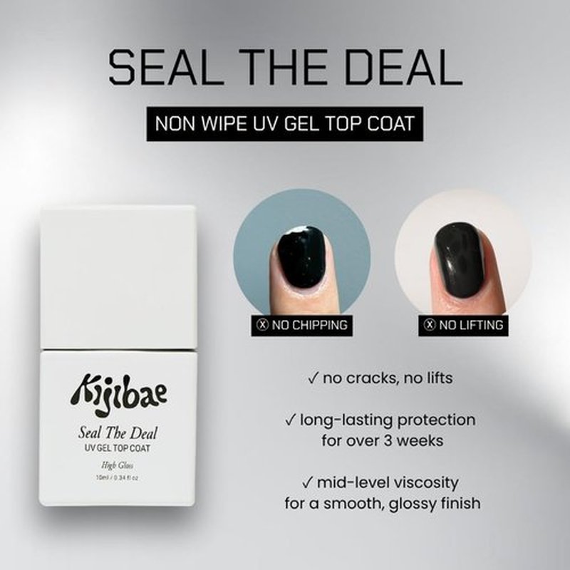 Kijibae Seal The Deal UV Gel Top Coat – High Gloss Nail Protection, 10ml / 0.34 fl oz