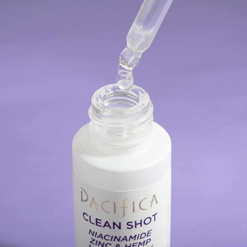 Face Serum by Pacifica - Clean Shot Niacinamide 10% Solution with Zinc & Hemp Seed Oil – Balancing Facial Serum for Oily & All Skin Types, Vegan & Cruelty-Free, 0.8 oz