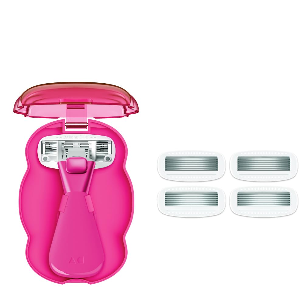 Athena Club Mini Razor Kit For Women, 5-Blade Travel Razor, 5 Refills