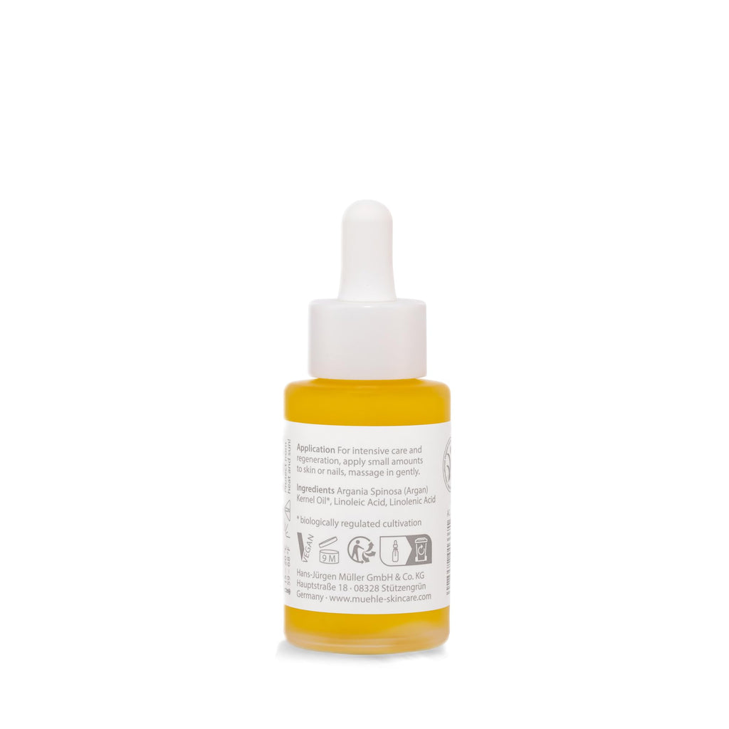 MÜHLE Organic Argan Oil | Essential Oil Serum Treatment Moisturizer to Protect & Nourish Dry Skin | TSA Travel Size Friendly | BDIH Certified | 100% Vegan | 30mL (1.02 oz) Liquid Bottle