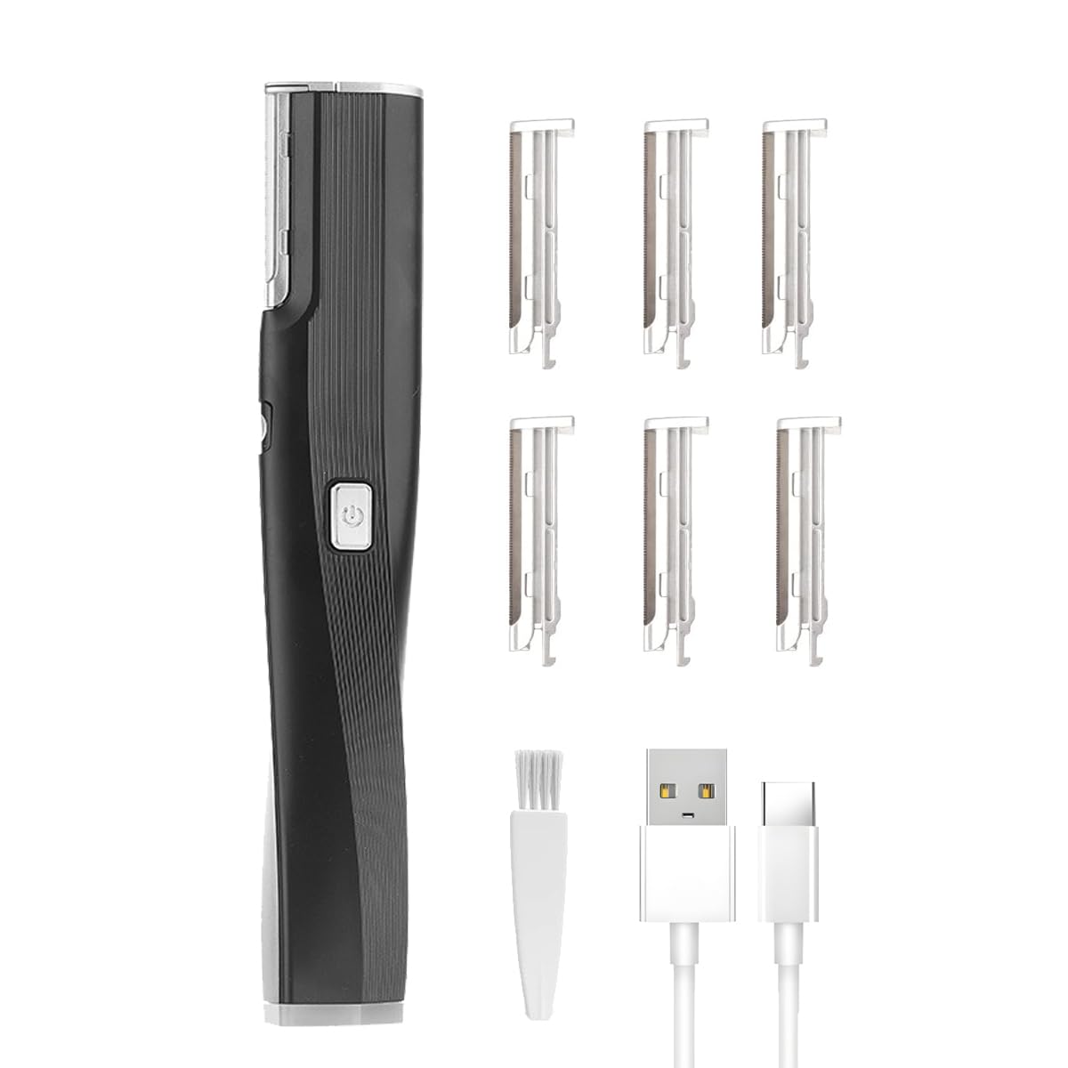Electric Facial Exfoliator for Women, 2 Speed Vibrate Dermaplaning Face Razor for Peach Fuzz,Exfoliation & Body Hair Removal with 6 Replace Blades - Safety Micro-Guards (Black)