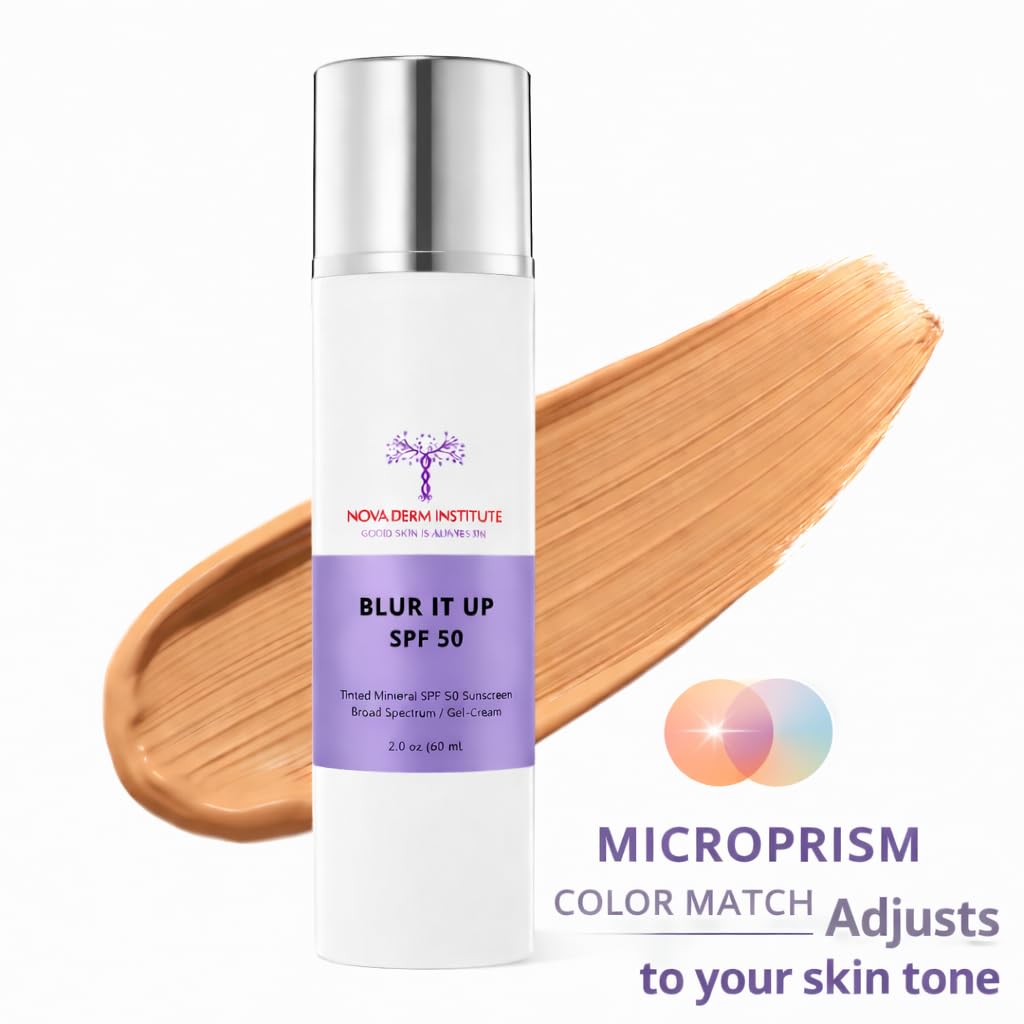 NOVA DERM Blur It Up SPF 50 Face Sunscreen Moisturizer with Zinc Oxide, Daily Face Moisturizer with SPF, Sunscreen for Dry Skin Made in USA (1.7 fl oz)