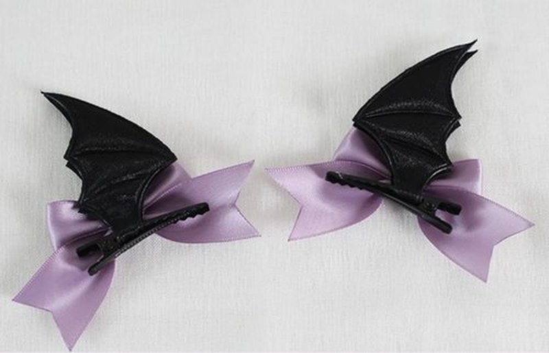 CoBtee Gothic Lolita Headdress Lace Devil Horns Headbands Hair band Hair Accessories Headwear Halloween Party (bat Headbands/white)