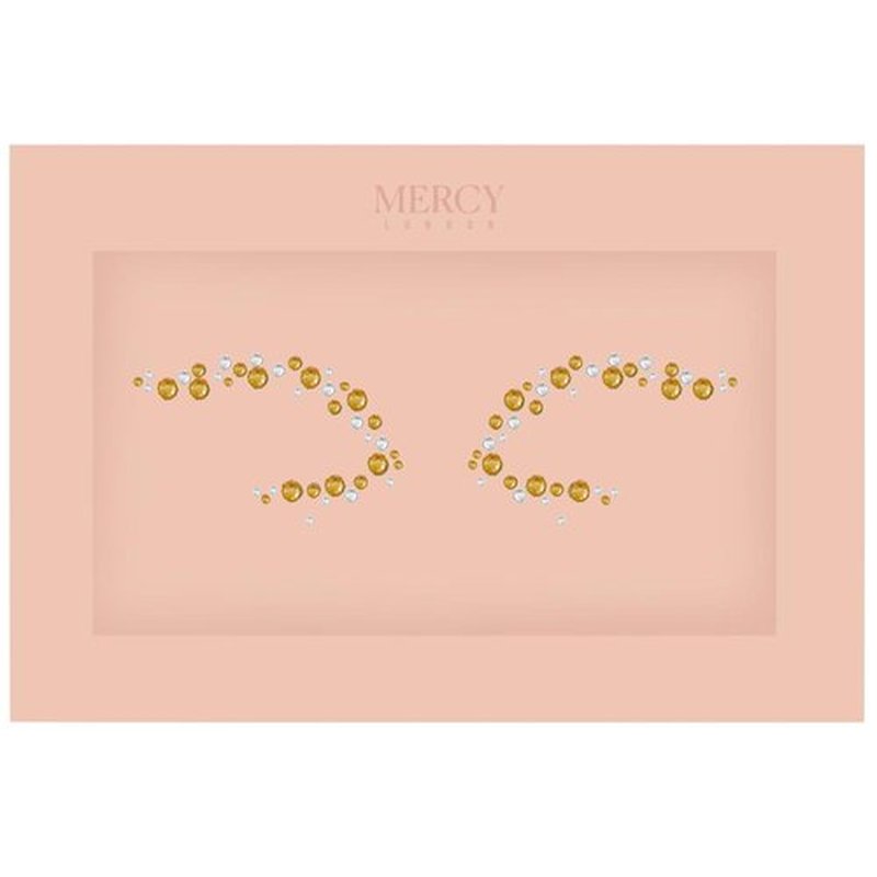 Eye Dazzle Gold Face Jewels by Mercy London Eye Liner Crystal Costume Accessories Face Gems Jewels All In One Halloween Headpiece Stick On