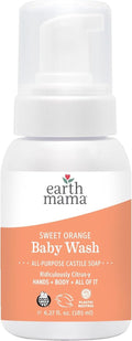 Earth Mama Sweet Orange Baby Liquid Wash - Organic Foaming Hand Soap for Sensitive Skin, 6.27 fl oz