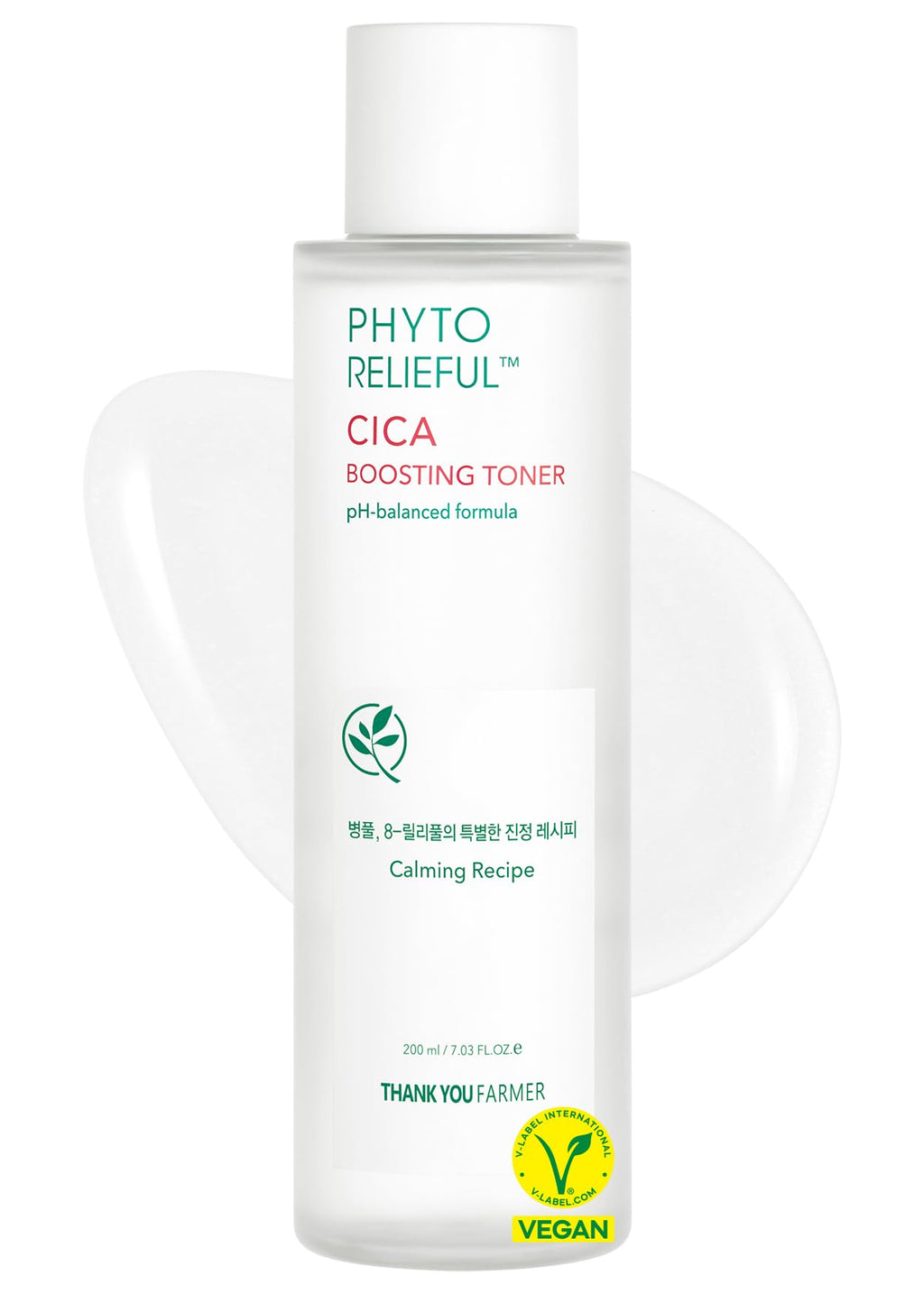 THANKYOU FARMER Phyto Relieful CICA PHA LHA Boosting Toner 7.03 fl oz (200ml), Dermatologist Tested, Alcohol-Free Liquid Exfoliant for Face, Oil-Free Hydrating Toner, Vegan, Fragrance-Free