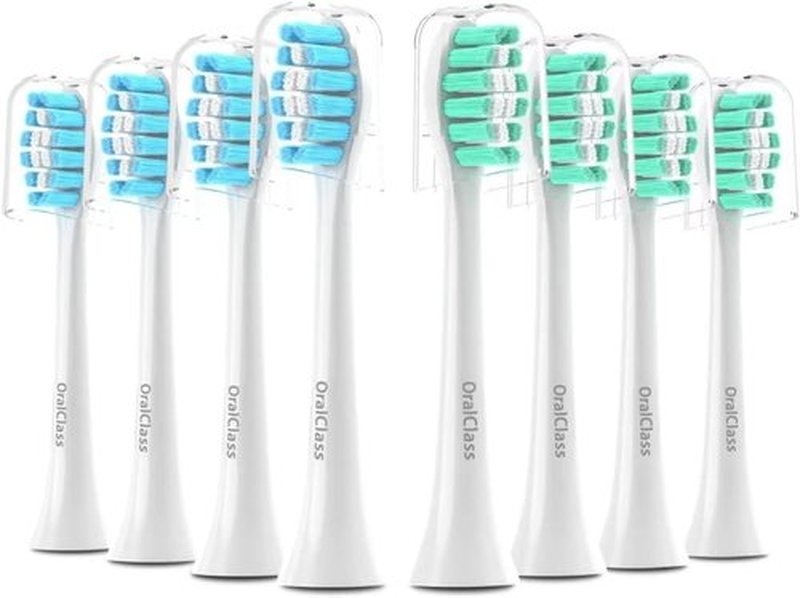 OralClass Replacement Toothbrush Heads - Medium Soft Refills for Philips Sonicare Click-On Handles | 8 Pack