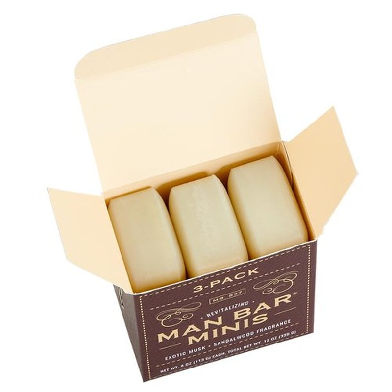 Exotic Musk & Sandalwood Man Bar Soap - Hair And Body Mini 3 Pack - 4 Oz Pack Of 3