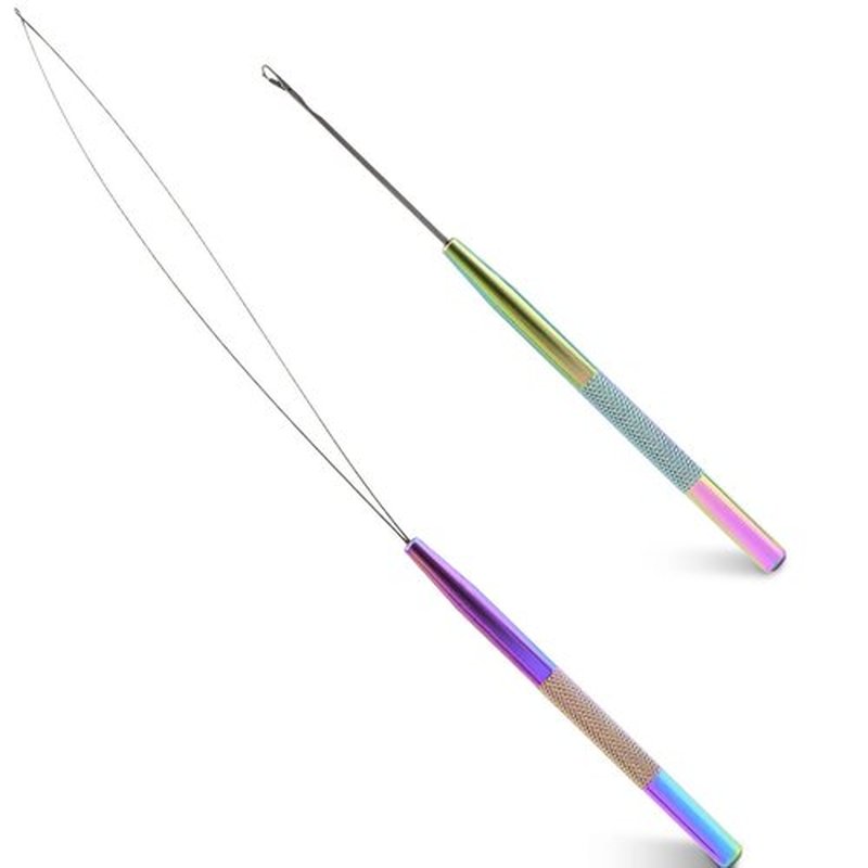 NEWISHTOOL Stainless Steel Hair Extension Tool Kit, Loop Needle Pulling Hook and Threader Wire Beads Device Tool, Micro Links Kit for Silicone Beads, Feathers Extension Styling