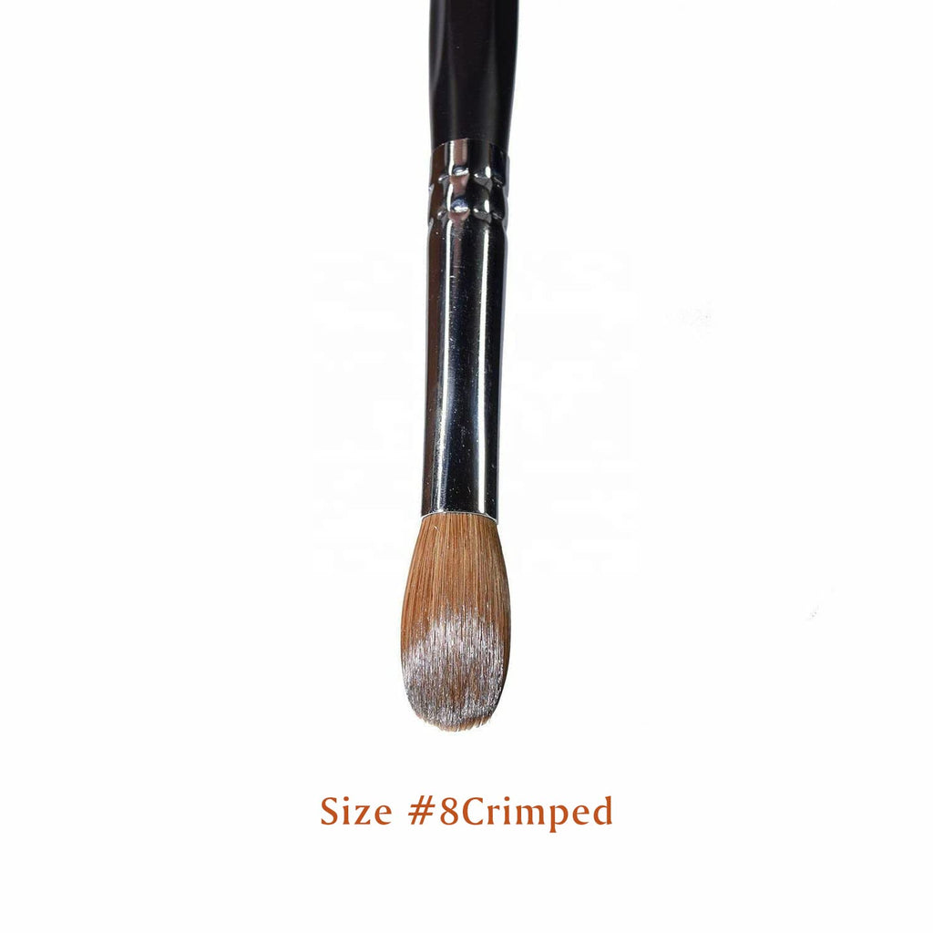 Yasterd Acrylic Nail Brush 100% Kolinsky Acrylic Brushes for Nails Size 8 Oval Crimped Shaped Nail Brushes for Acrylic Application Black Wood Handle Professional Nail Art Powder Brush Manicure Tool