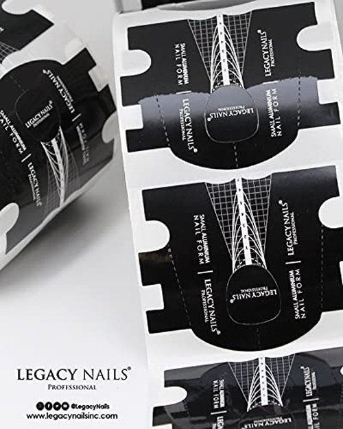 Legacy Nails 300PCS Aluminium Sculpting Form - Extension Tips - Forms for Acrylic and UV Gel - Number Line for Exact Lengthening. Small Scale.