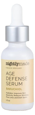 Mightily Made Age Defense Face Serum with Bakuchiol (Retinol Alternative), 100% Natural Oils, Anti-Aging, Reduce Wrinkles, Fine Lines, Dark Spots, and Tighten Skin,1 fl oz