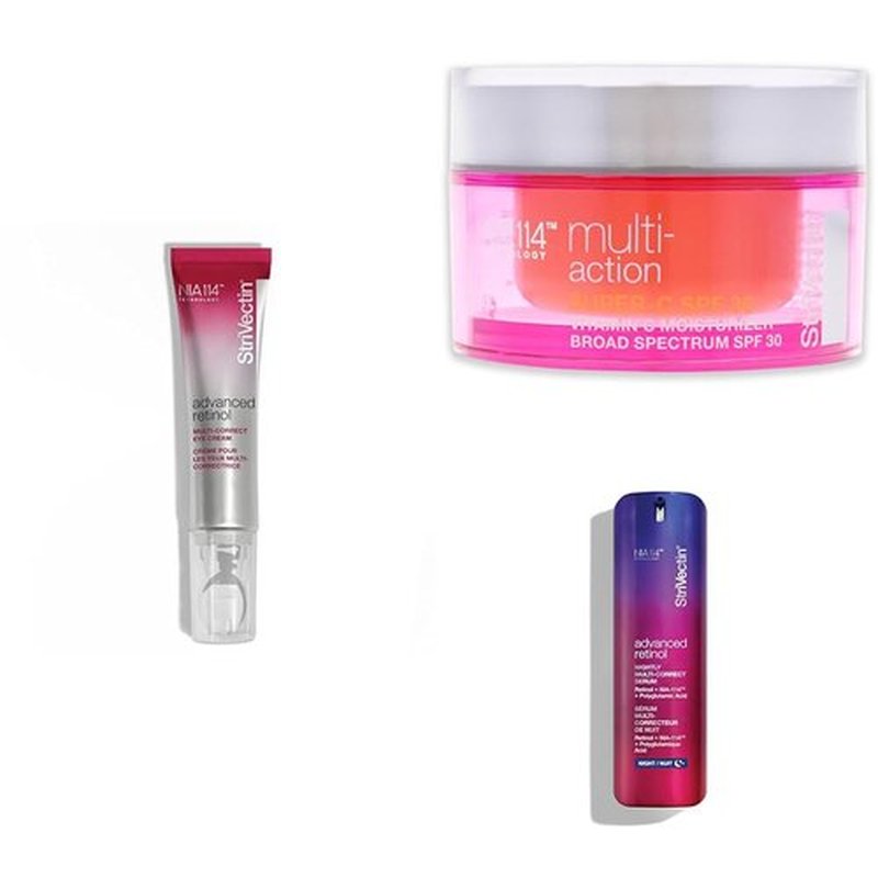 StriVectin Advanced Retinol Eye Cream - Multi-Action SPF 30 & Vitamin C Moisturizer | Nightly Serum Set