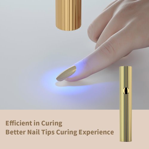 ShynyShy Mini UV Light for Gel Nails, Small Nail Cure Light, Flash Cure Lamp for Gel Nails, LED Nail Lamp for Polish, Manicure USB Manicure Dryer for Fast Curing at Salon Home DIY (Gold)