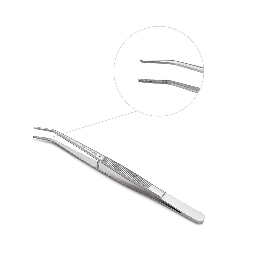 Stainless Steel Tweezers, with Curved Serrated Tip Multipurpose Sewing Machine Tweezers Forceps for Craft Repairing (5PCS)