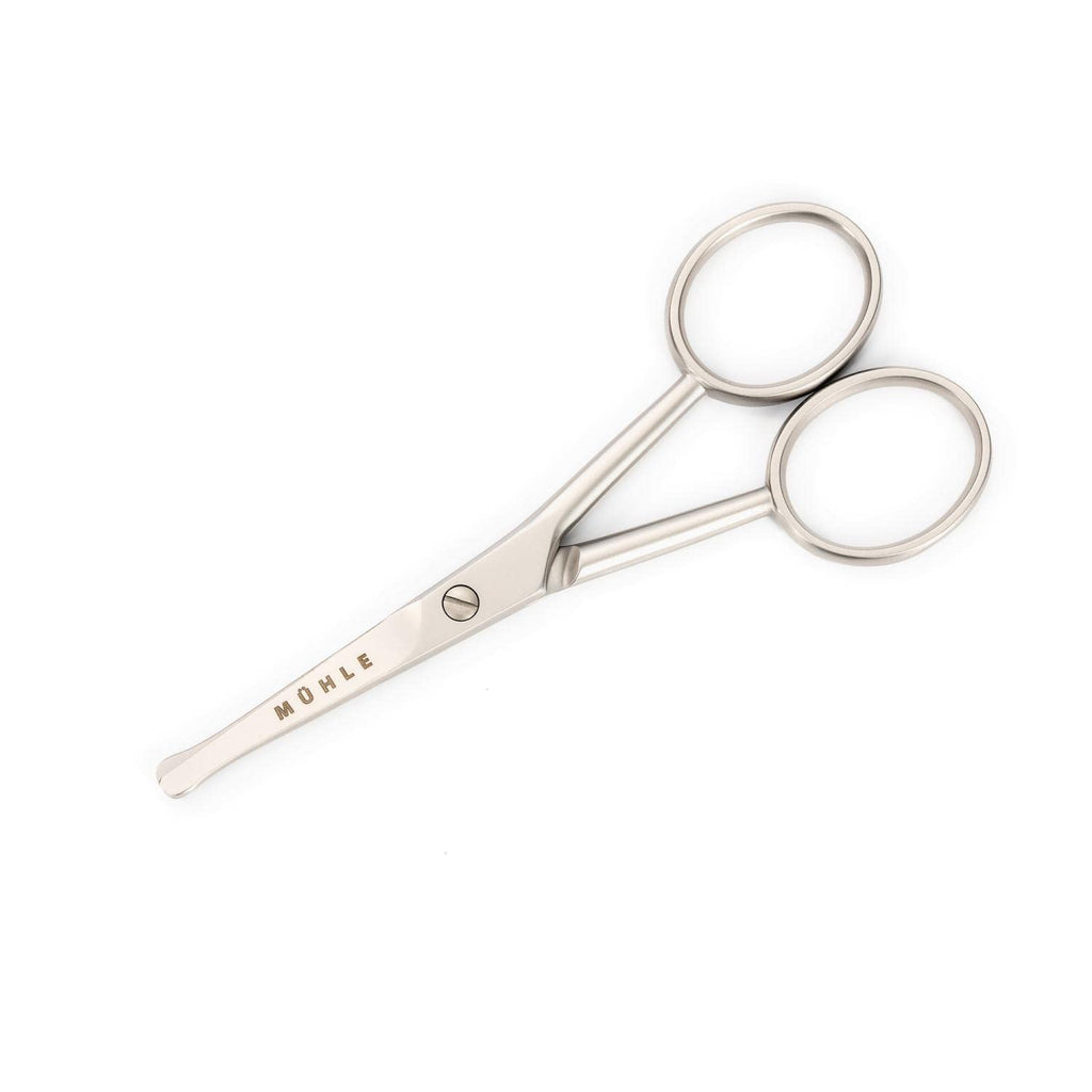 MÜHLE Beard, Nose & Ear Hair Scissors | 4-Inch Scissors | Matt Stainless Steel for Durability | Safe Rounded Tip | Manual Facial Hair Trimmers | Ergonomic Design