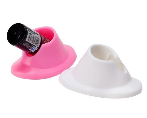 GBSTORE 4 Pcs Anti-spill Nail Polish Bottle Stand Soft Rubber Nail Polish Bottle Holder Nail Art Manicure Tools for Nail Organizer Display (White and Pink)