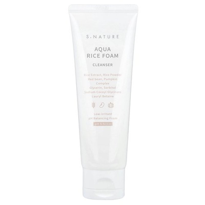 S.NATURE AQUA RICE FOAM CLEANSER | Facial Cleanser, Rice Extract Rice Powder Cleanser with Mild Cleansing, Glycerin,Vegan, Face Wash, Korean Skincareㅣ 80ml 2.7 Fl Oz