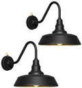 Franing 15 Inch Large Outdoor Gooseneck Barn Light, Dusk to Dawn Barn Lights 2-Pack, Exterior Classic Black Barn Light for Porch, Farmhouse, Garage, Gooseneck Lighting