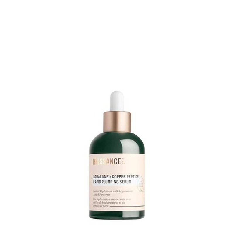 Biossance Squalane + Copper Peptide Serum - Rapid Plumping Face Serum for All Skin Types | Vegan Formula with Hyaluronic Acid