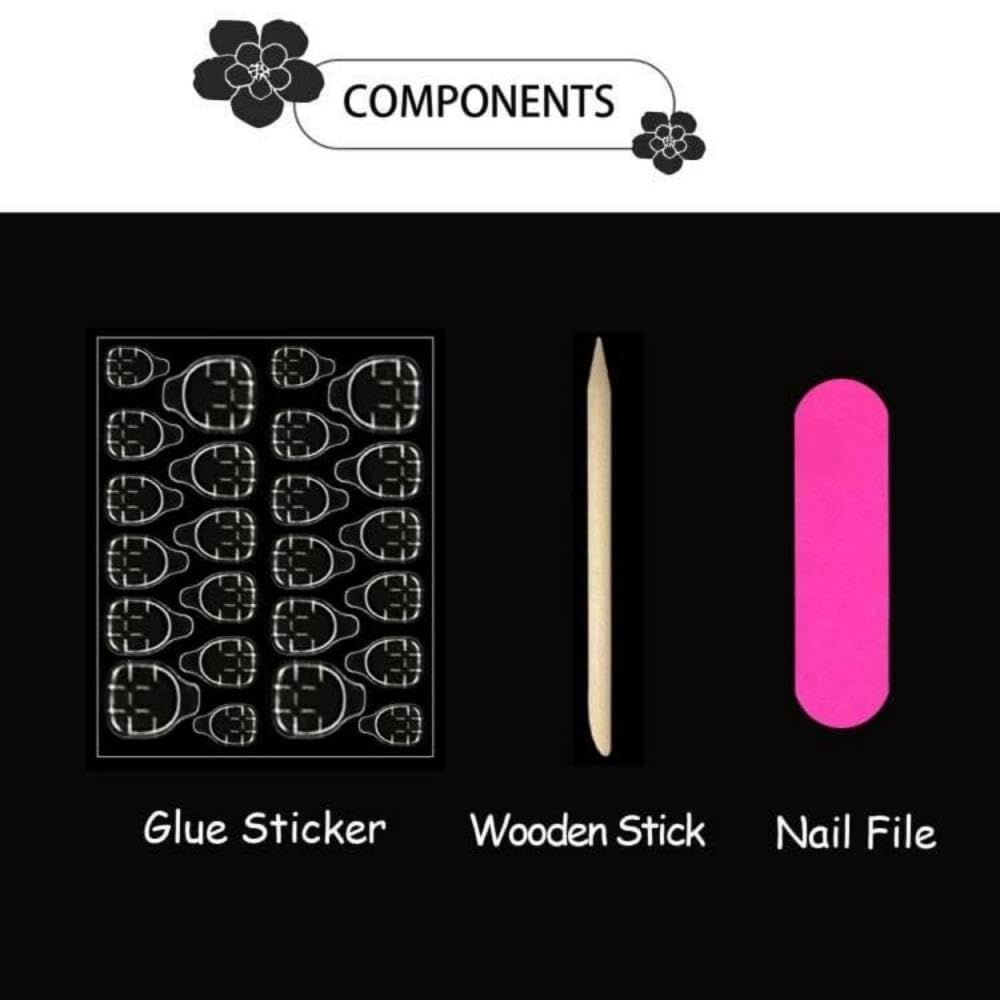 White French Tips Press on Toenails Colorful Gem Press on Nails Long Square False Nails with Flower Charm Design Pearl Fake Toenails Glossy Spring Summer Fake Nails for Women Girls Manicure 48Pcs