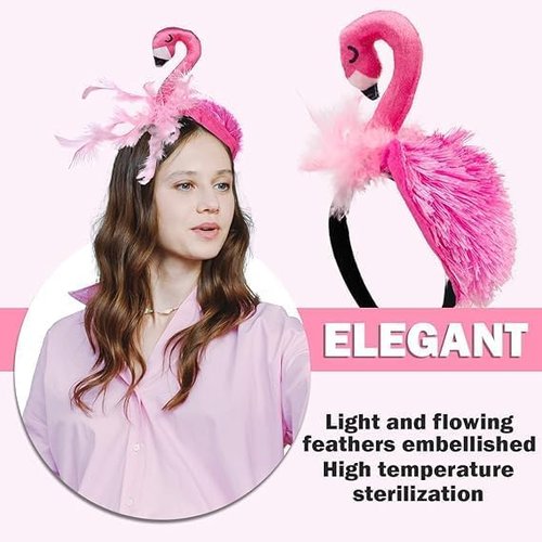 Mikily‘s Pink Flamingo Feather Headband Comfortable Lightweight Costume Accessory for Women Kids Adults Beach Party Dance Outfit Photo Shoot