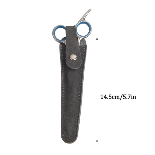LAKE OF FIRE Scissors Case Featuring a Leather Cover and Zippers for Secure Storage and Enhanced Protection(Purple+Gray)