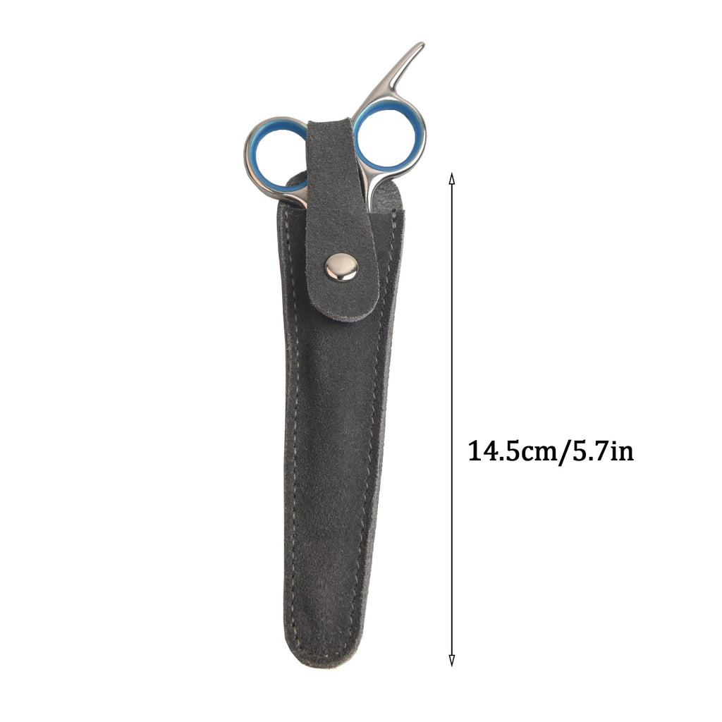 LAKE OF FIRE Scissors Case Featuring a Leather Cover and Zippers for Secure Storage and Enhanced Protection(Black+Gray)