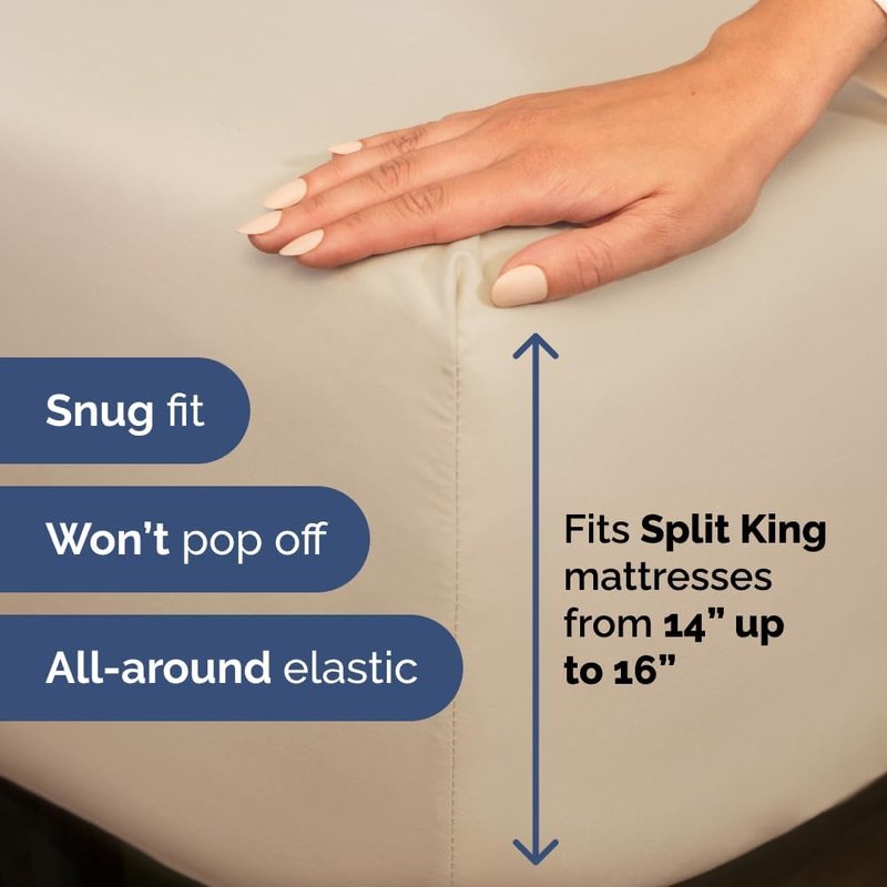 Flex Top Split Head King Sheet Set - Comfy Cooling Bed Sheets for All Ages - Ultra-Soft, Deep Pockets - Oeko-Tex Certified, Wheat