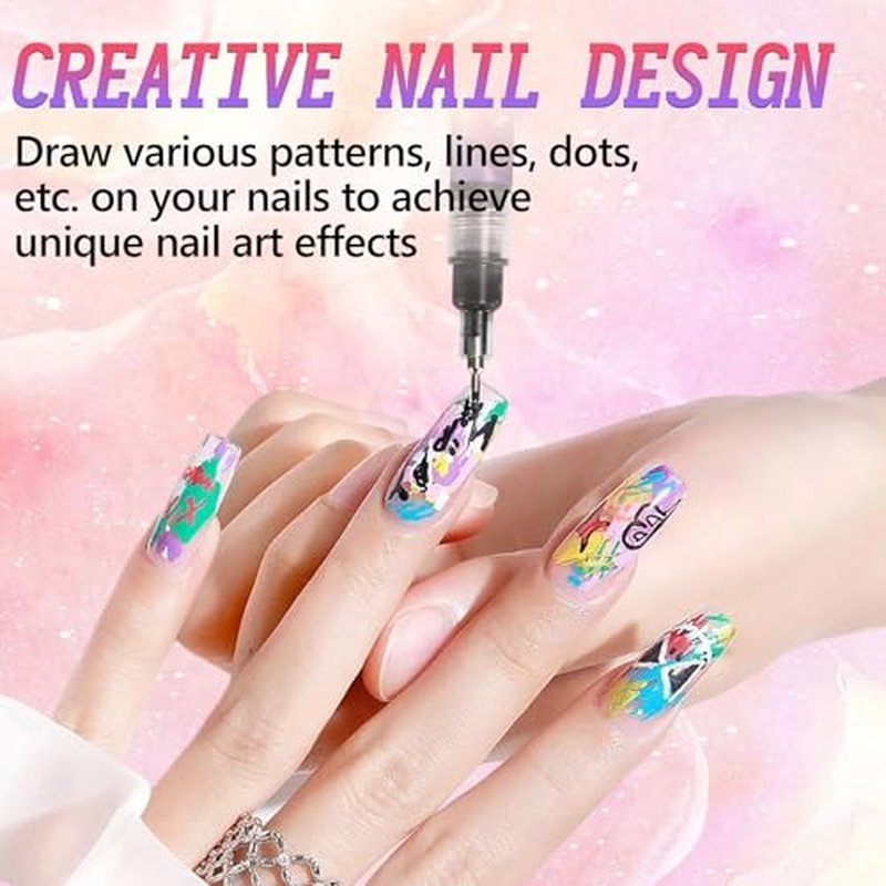 12 Colors Nail Art Pens Set,Nail Art Markers for Gel Nails,2025 DIY Nail Art Marker Drawing Painting Liner Pen,0.5 MM Nail Polish Pens Set,Nail Doodle Pens,Quickly Dry Nail Art DIY Decoration