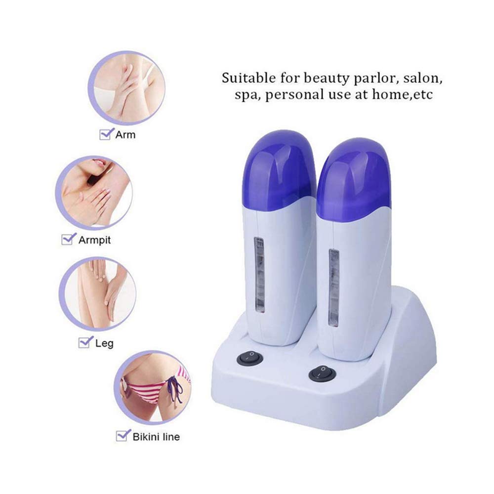 Nynelly Portable Double Depilatory Roll on Wax Warmer with Heater Base